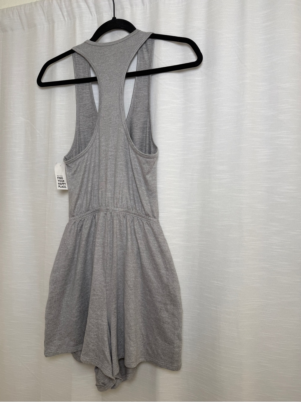 Gilly Hicks Gray Plunge Racerback Romper Ruched Drawstring | NWT Size S - Picture 11 of 16